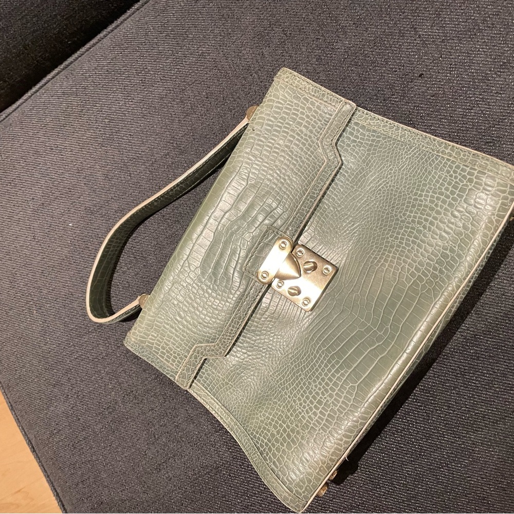 Liz Taylor aqua alligator skin replica mini bag